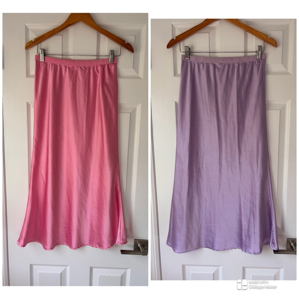 Set of 2 "We're all pretty girls" purple and pink slip skirt size medium